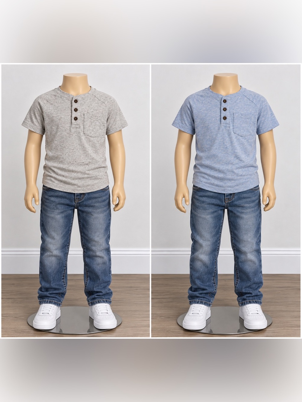 SIMPLE JOYS BY CARTERS Blue & Gray Boys Kids Tees size 8 Lot of 2